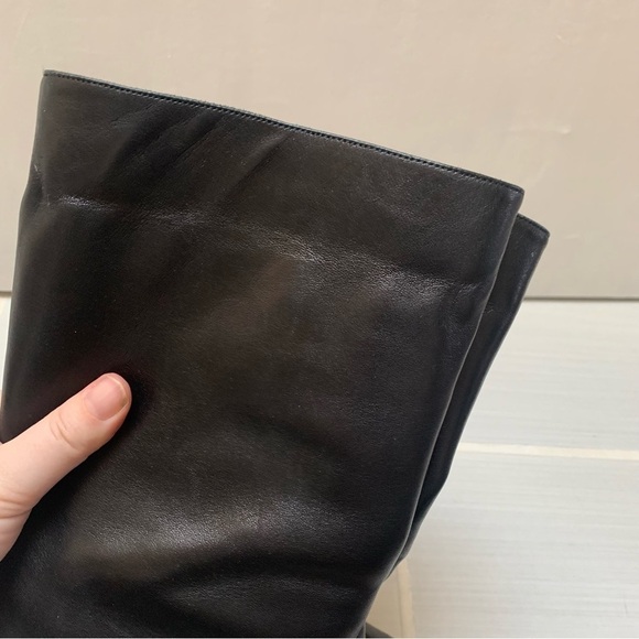 Dyva Black Gold Heeled High Leather Boots 38 - Picture 6 of 12